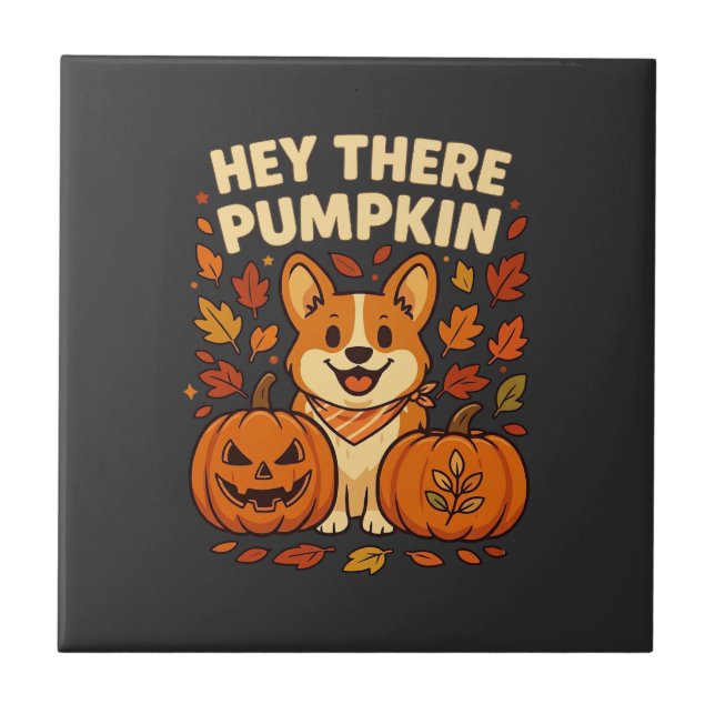 Ei Lá Abóbora Corgi Halloween Abóboras Outono  (Frente)