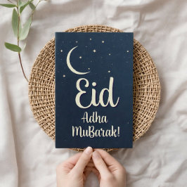 Eid Al Adha Mubarak Cartão de Saudação Azul Elegan