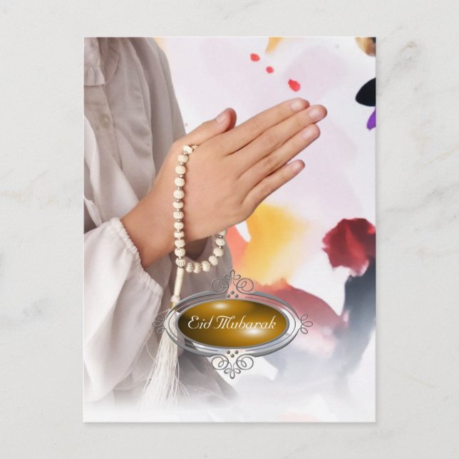 Eid Mubarak / Cartão de Férias Menina de Hijab (Frente)