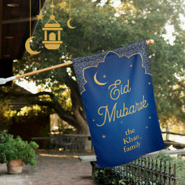 Eid Mubarak Dourada Lua Azul Personalizada + Estre
