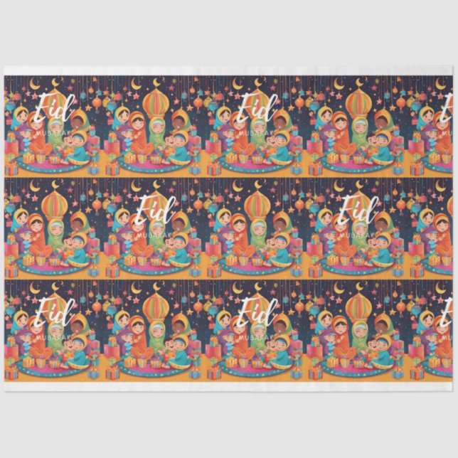 Eid Mubarak Festival Cena de Moldagem de Papel par (Frente )