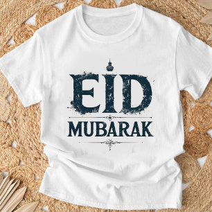 "EID MUBARAK" Grunge Gráfico de Camiseta Islâmica 