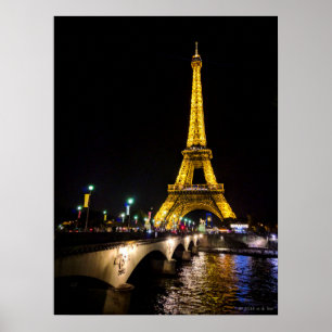 Eiffel Tower by Night over in Paris, France Poster
