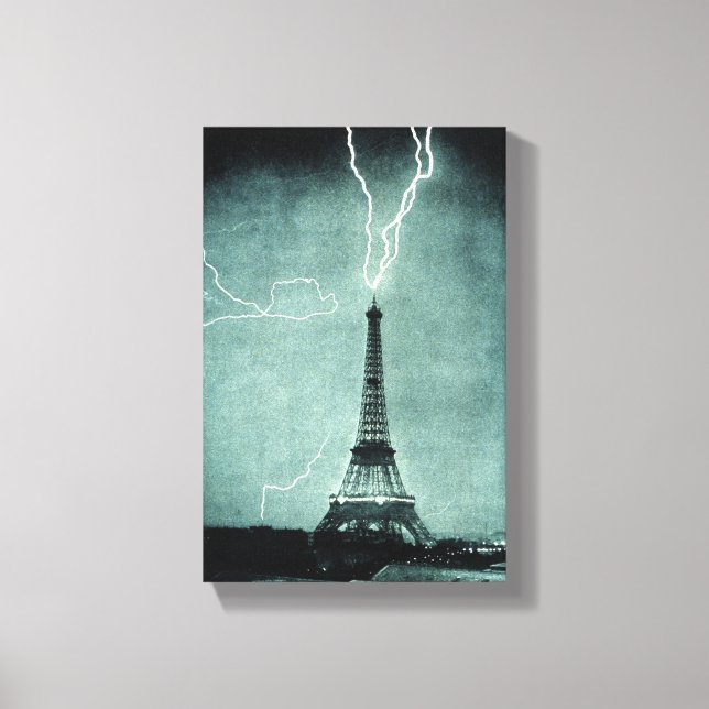Eiffel Tower Lightning Canvas Imprimir (Frente)