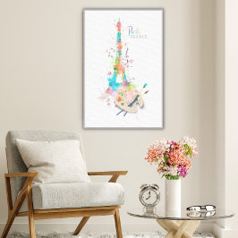 Eiffel Tower Paint Splatter Impressão na Canvas Ar