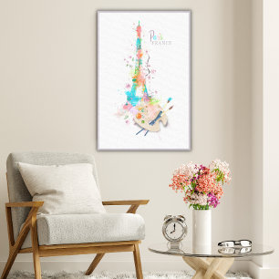 Eiffel Tower Paint Splatter Impressão na Canvas Ar