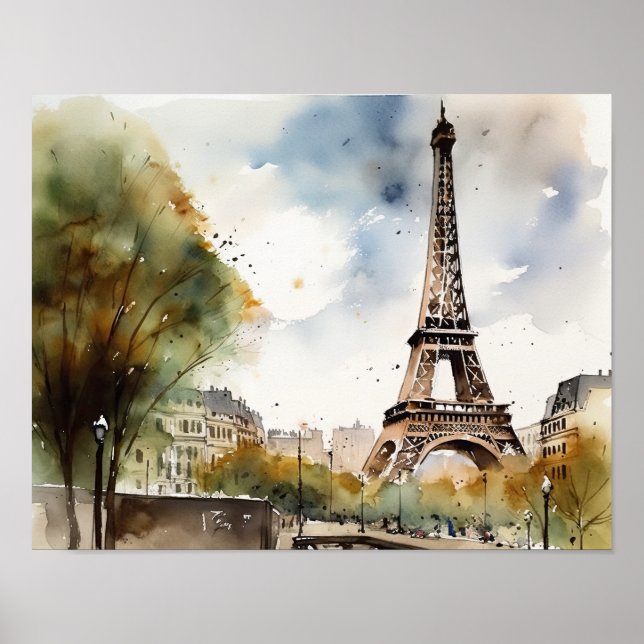 Eiffel Tower Paris França Art Impressão Poster (Frente)
