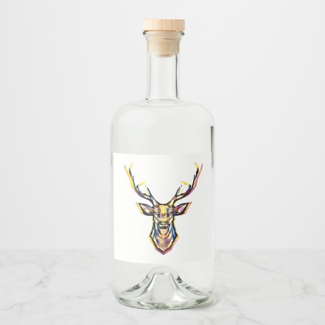 Ein Hirschkopf als buntes Bild im Aquarell Stil    (Frente)