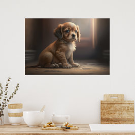 Ein niedliches Poster mit einem Hunde-Welpen