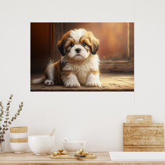 Ein niedliches Poster mit einem Hunde-Welpen