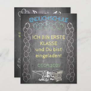Einladungskarte zur Einschulung im Tafelstil