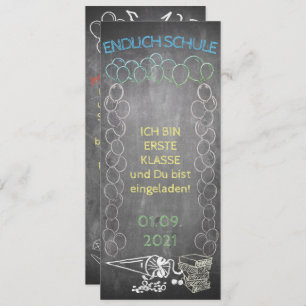 Einladungskarte zur Einschulung im Tafelstil