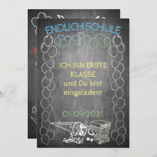 Einladungskarte zur Einschulung im Tafelstil