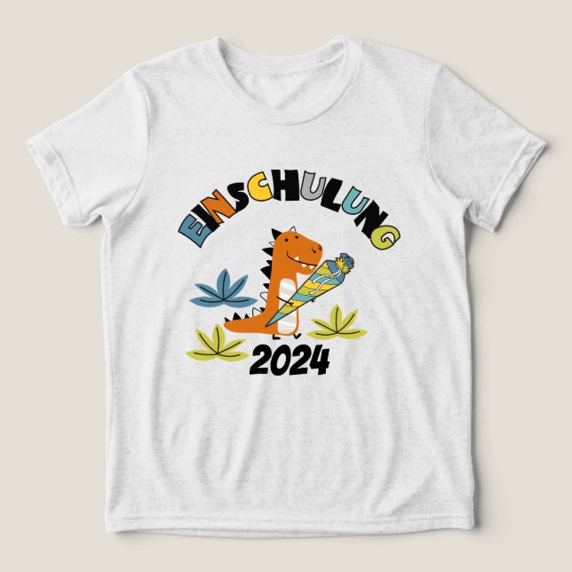 Einschulung 2026 - Dino mit Schultüte  (Design frontal)