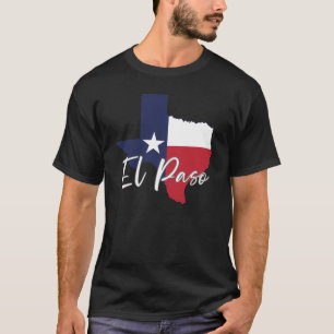 El Paso, Bandeira do Texas Mapa Camiseta Preta Mas