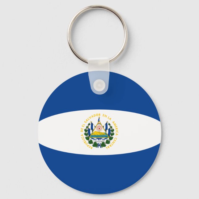 El Salvador Fisheye Flag Chaveiro (Frente)