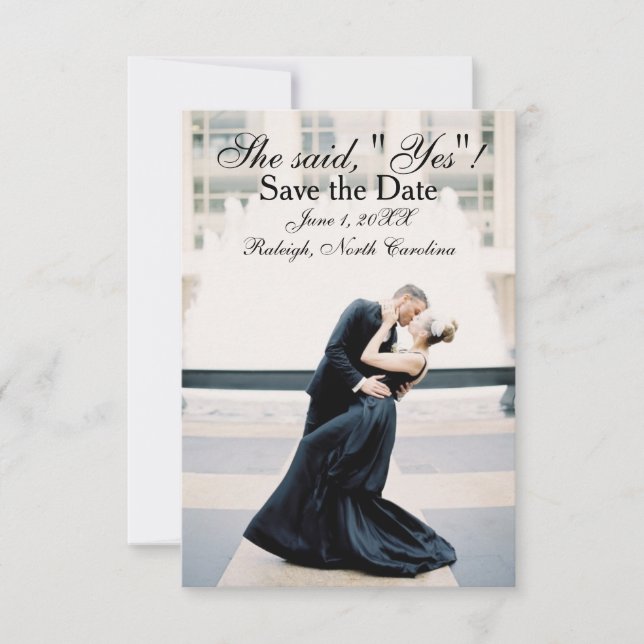 Ela Disse "Sim" - Anúncio de Save the Date 3x5 (Frente)