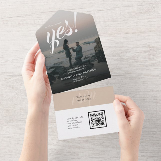 Ela Disse Sim Festa de noivado Código QR RSVP (Tearaway)
