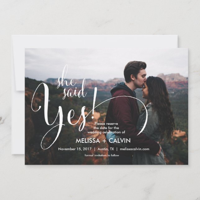 ela diz sim Salve o cartão de caligrafia v2 (Frente)