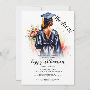 Ela Fez Um Convite Para Graduação Por Aquarela