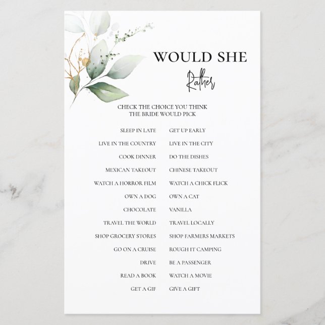 Ela iria Preferencialmente o jogo de noiva Greener (Frente)