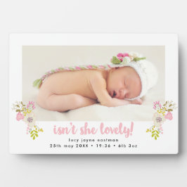 Ela não é uma bela Placa de Foto de Bebê Floral?