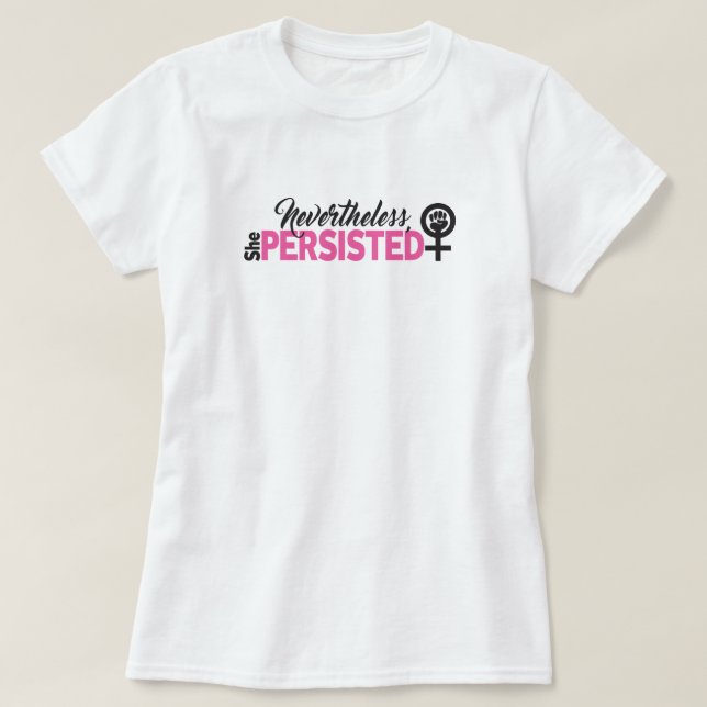 Ela persistiu a camiseta básica das mulheres (Frente do Design)