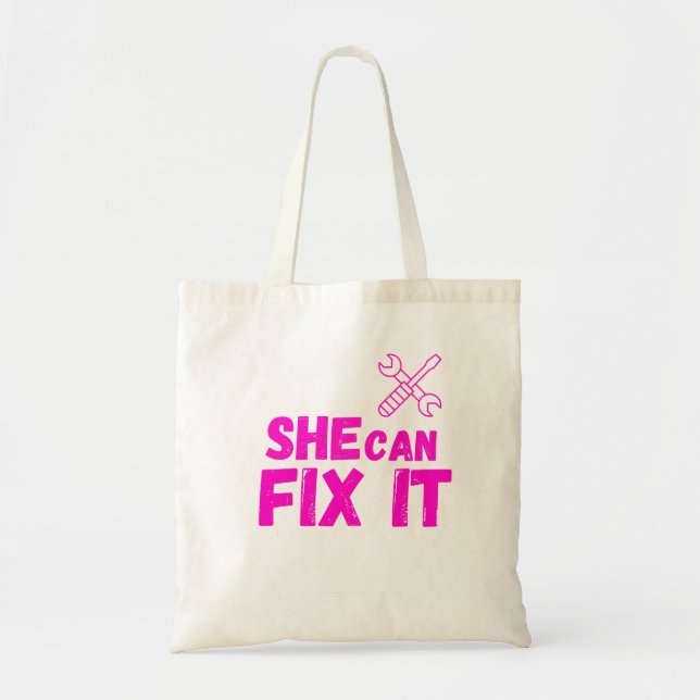 Ela Pode Consertar | Design de Bolsa Tote Feminist (Frente)