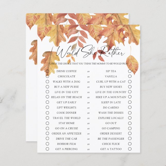 Ela poderia Preferencialmente a caça - folhas caíd (Frente/Verso)