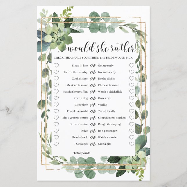 Ela poderia preferencialmente jogar o ouro verde? (Frente)