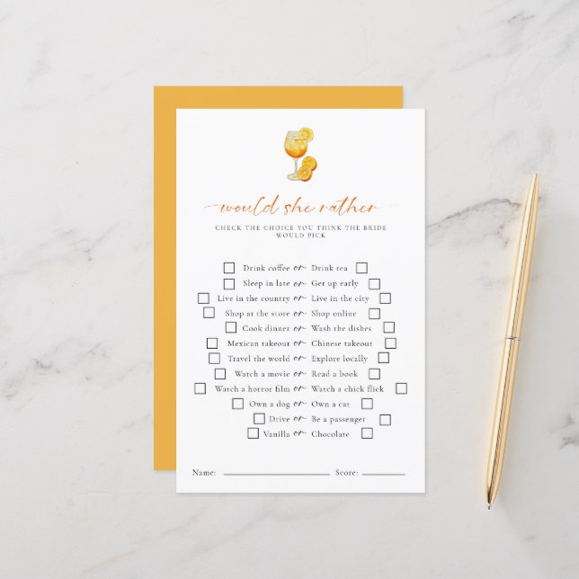 Ela Preferencialmente Aperol Spritz Jogo Chá de pa (Frente/Verso In Situ)