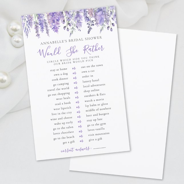 Ela Preferencialmente Chá de panela Floral De Lava (Would She Rather Lavender Floral Bridal Shower)