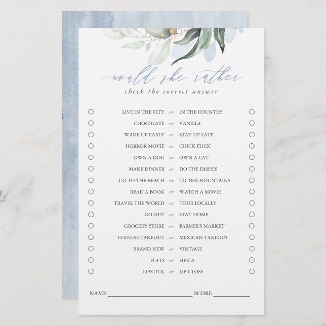 Ela Preferencialmente Greenery Sai do Jogo Bridal? (Frente/Verso)