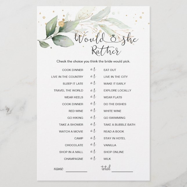 Ela Preferencialmente Jogo Chá de panela Greenery? (Frente)