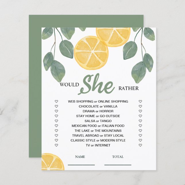 Ela Preferencialmente O Jogo De Chá de panela De L (Frente/Verso)