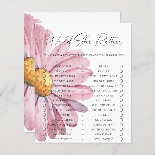 Ela Preferencialmente o jogo de margarida de flor  (Frente/Verso)