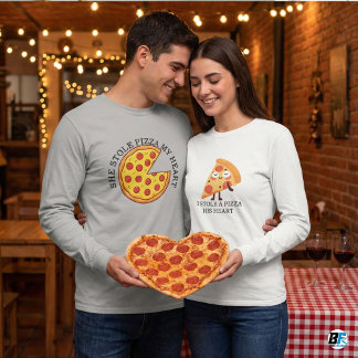 Ela Roubou Pizza Meu Coração Camiseta Divertida pa