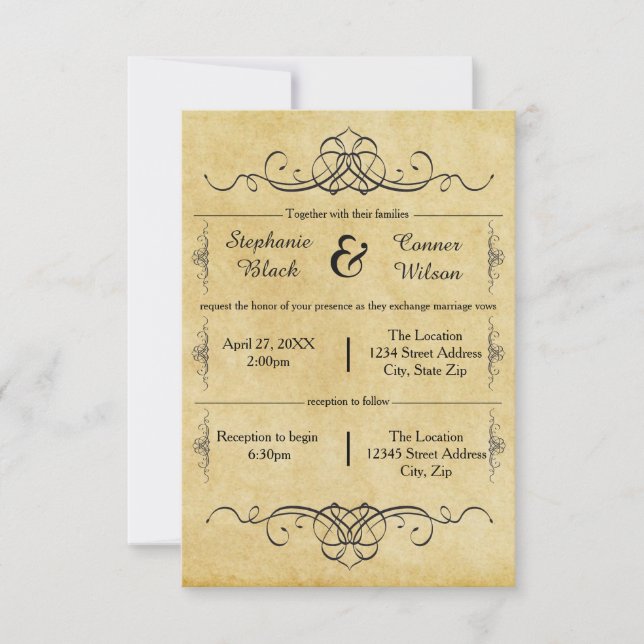 Elaborar Antiguidade - 3x5 Convite para Casamento/ (Frente)
