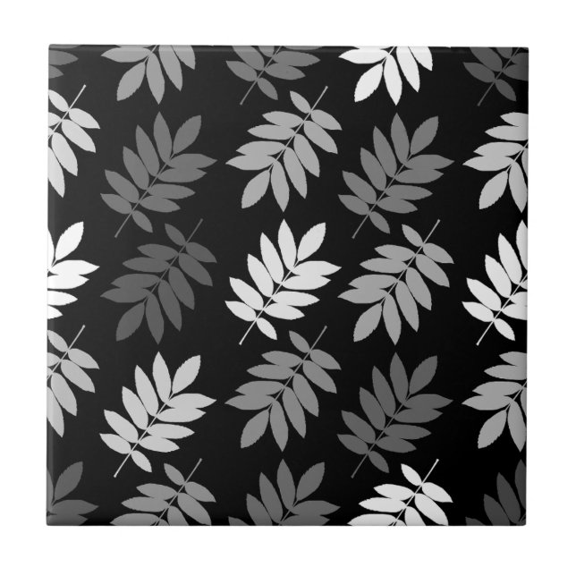 Elder Leaf Pattern Black White Grey (Frente)