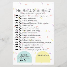 Ele Disse, Ela Disse Jogo De Chá de panela