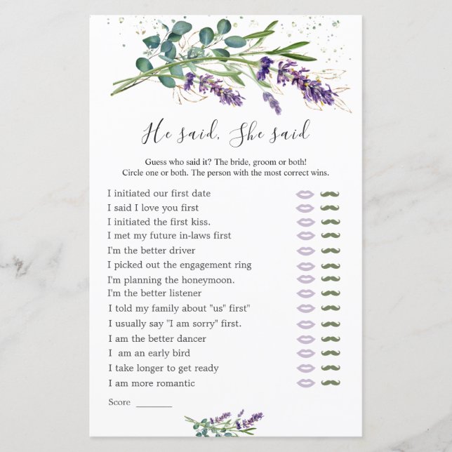 Ele Disse Que Disse Jogo De Brida, Lavanda Eucalyp (Frente)