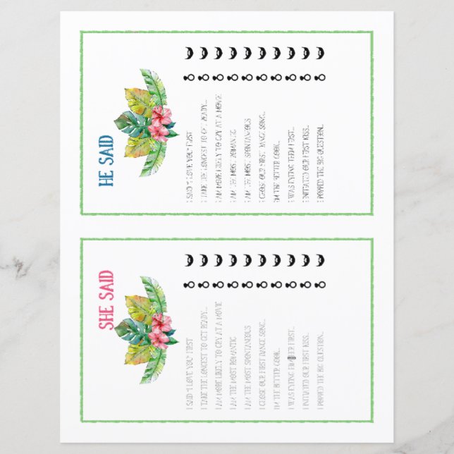 Ele Disse Que Disse Jogo De Chá de panela Tropical (Frente)