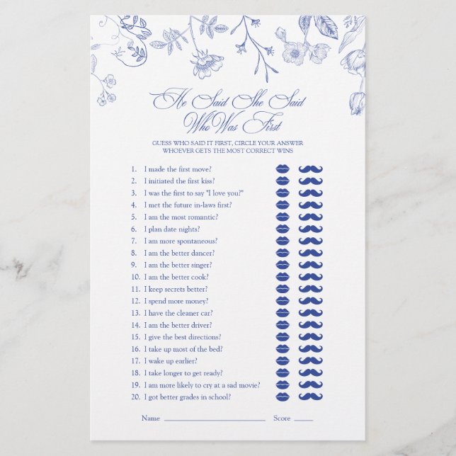 Ele Disse Que Disse O Jogo De Chá Floral Vitoriano (Frente)