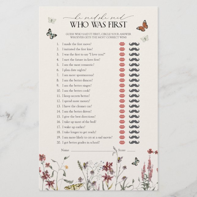 Ele Disse Que Disse O Jogo Do Chá Da Borboleta (Frente)