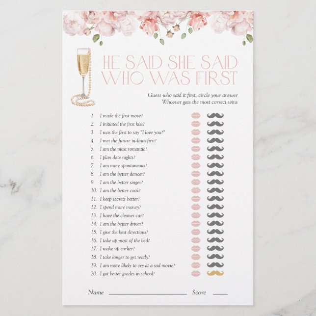 Ele Disse Que Disse Petals & Pearls Jogo De Chá Ro (Frente)