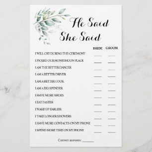 Ele Disse Que Disse Um Cartão De Jogo Eucalyptus 