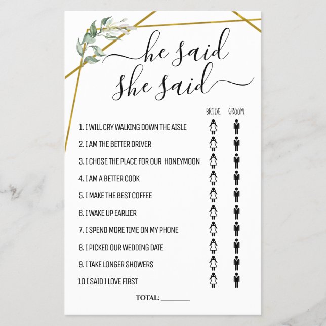 Ele disse que ela disse cartão de jogo do Chá Gree (Frente)