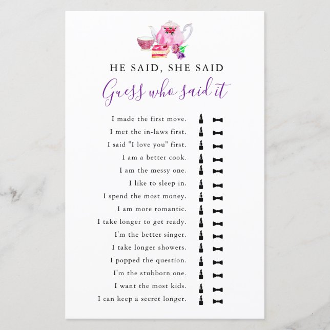 Ele Disse Que Ela Disse Chá de panela Jogo Tea Rox (Frente)