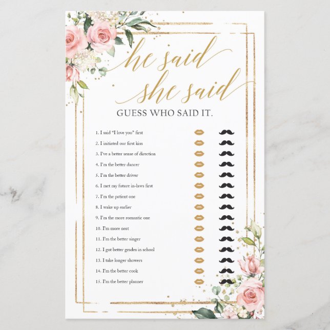 Ele disse que ela disse jogo (Frente)