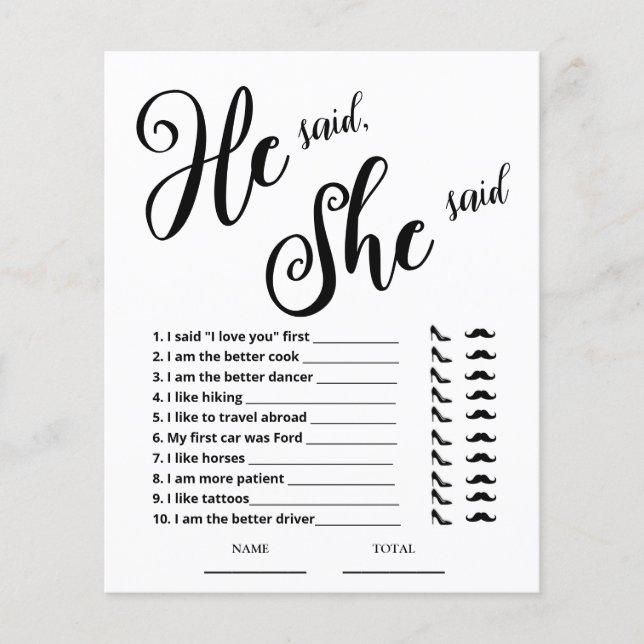 Ele disse que ela disse jogo de Chá de panela (Frente)